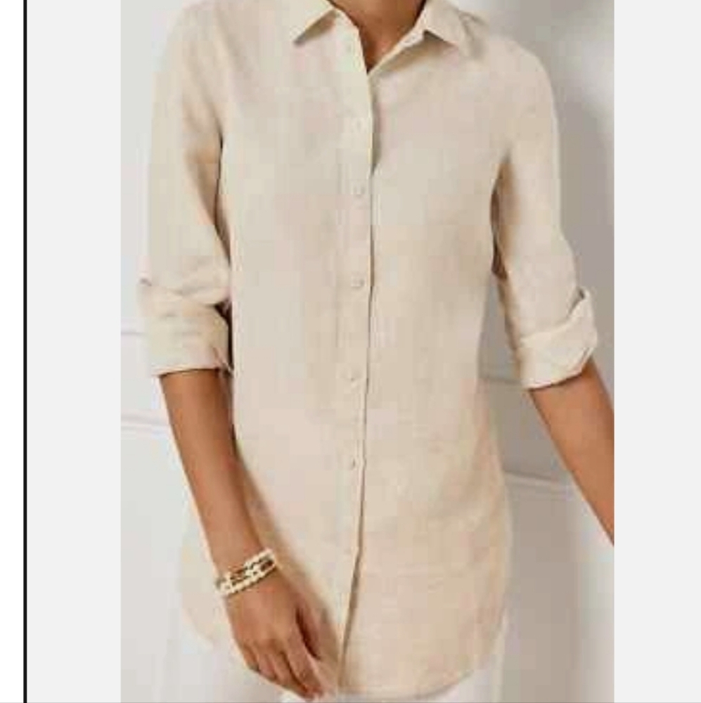 Talbots Oversized Boyfriend Button Down Tunic NWOt